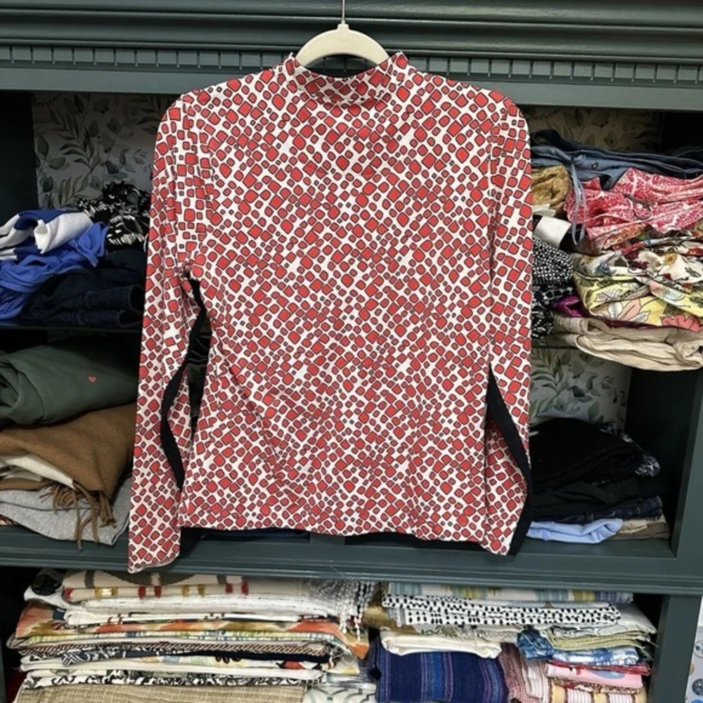 Tail Activewear Geometric Print Red Black White Long Sleeve 1/4 Zip Sz S‎ - Picture 7 of 10